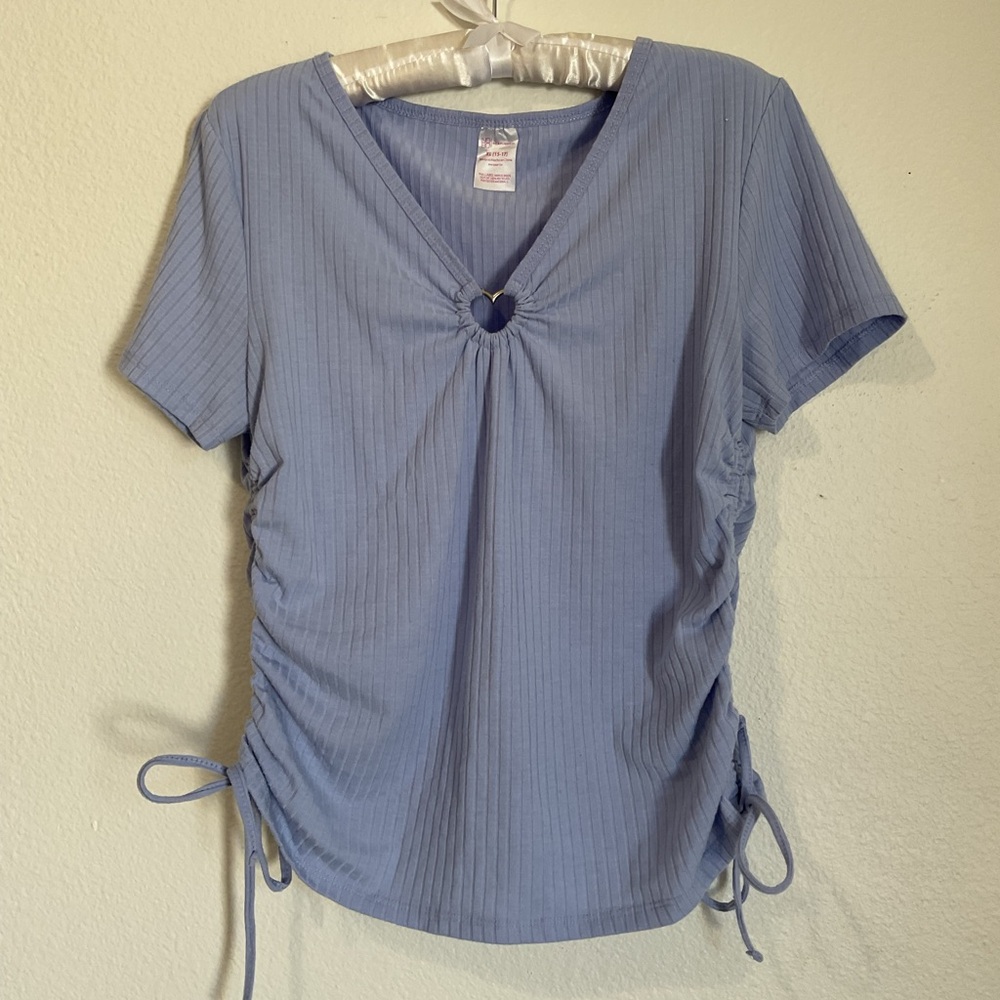 No Boundaries Sky Blue Ribbed Tee